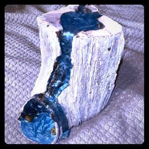 white-washed wood and blue waterfall resin-art!!